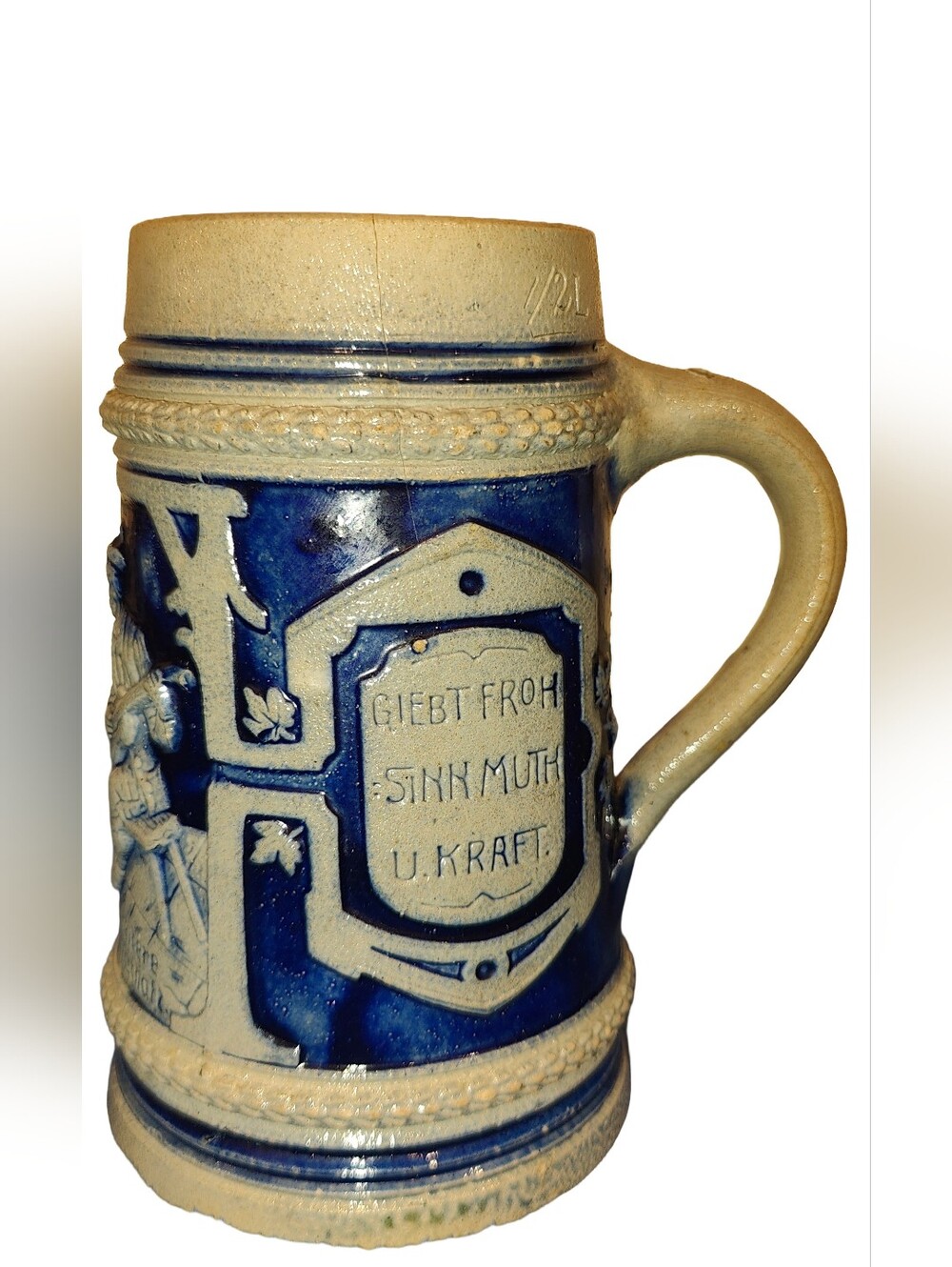 Vintage German ½ liter stoneware beer stein in good condition.